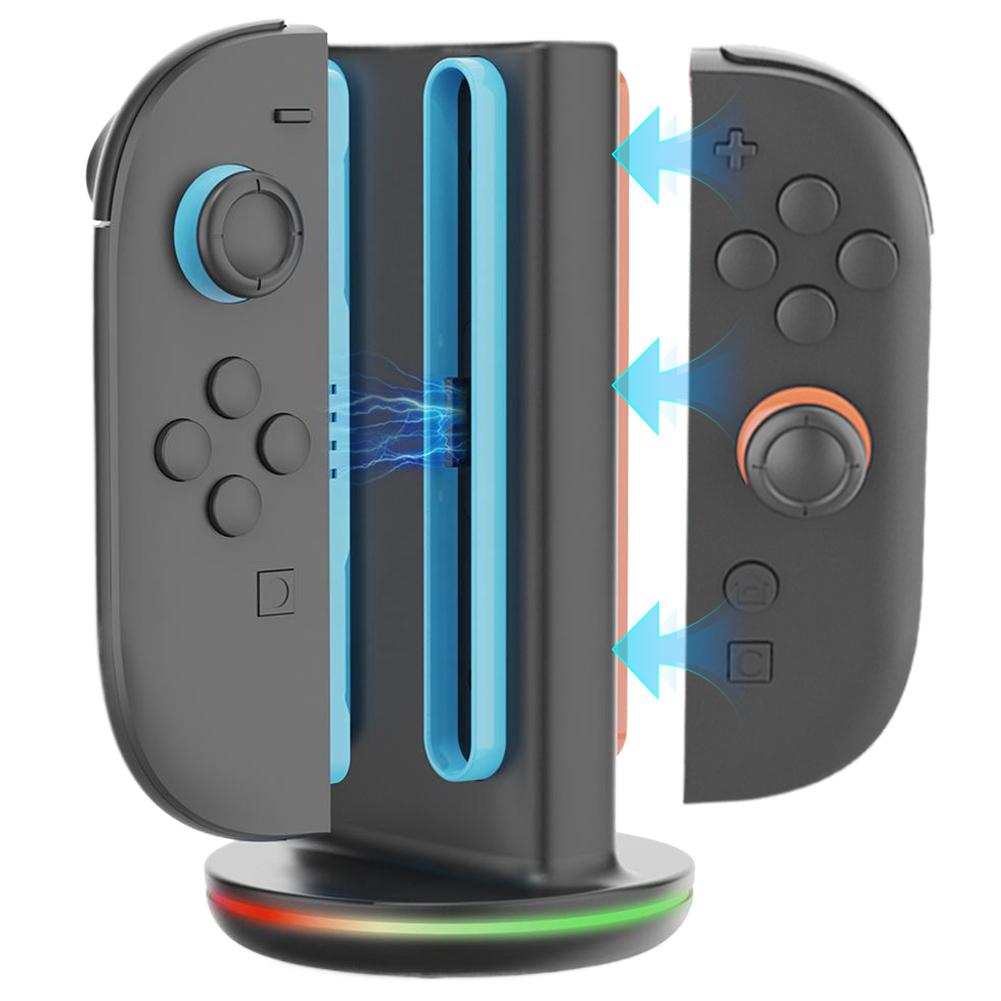 Зарядная станция 4 в 1, магнитная станция-подставка для зарядки контроллеров с подсветкой, магнитная зарядная станция для Nintendo Switch2 spain