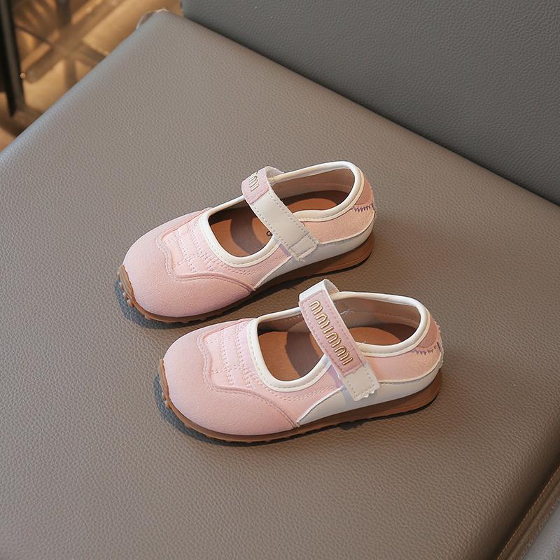 Girls' leather shoes 2025 spring and summer new children's shallow mouth leisure sports shoes Korean version of girls' Mary Jane shoes soft sole