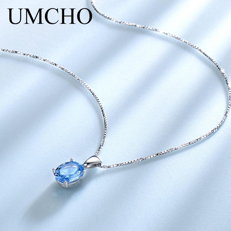 Umcho Genuine Pendants Necklaces for Women Gemstone Jewelry
