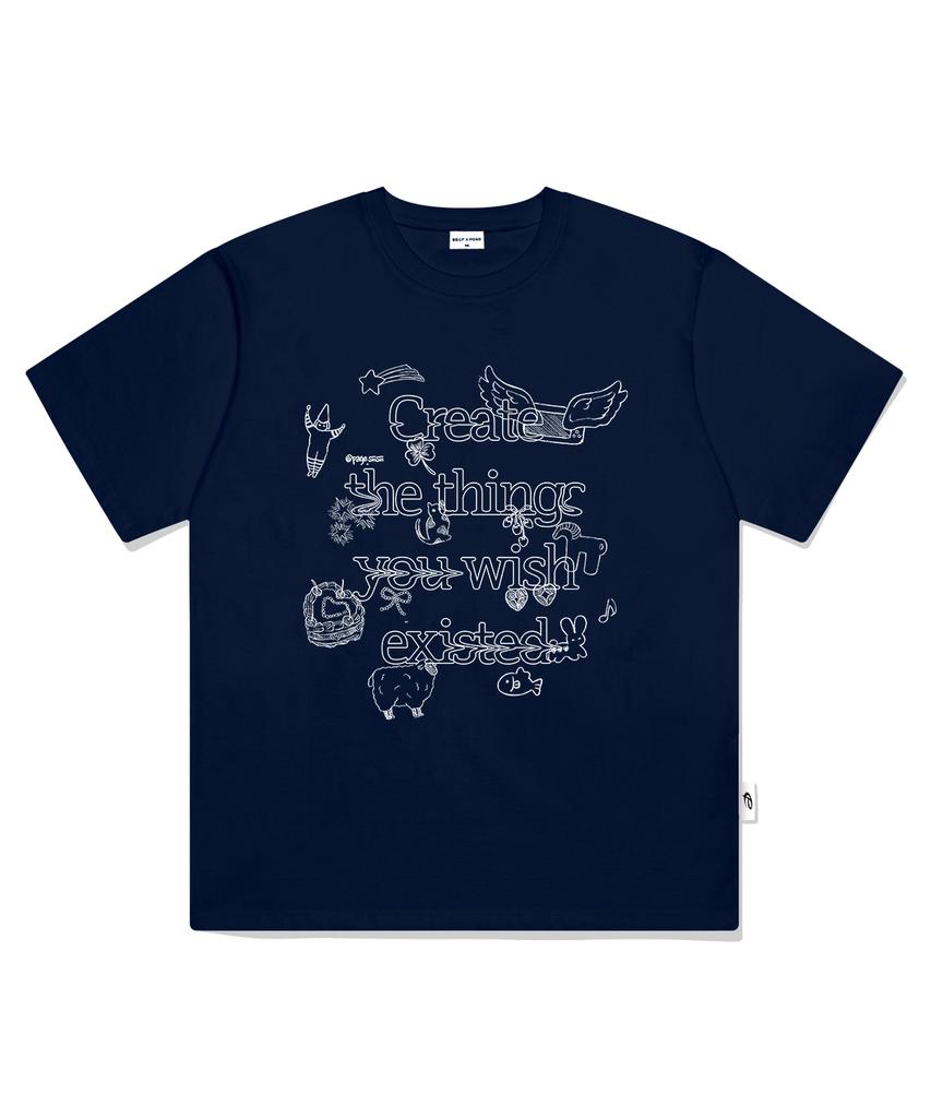 PAGESIISII Wish Things Printed Short Sleeve T-Shirt Navy