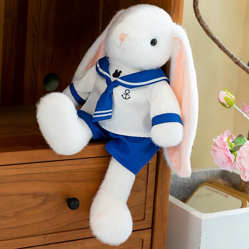 Cartoon Navy Rabbit Sailor Uniform Animal Stuffed Plush Toys Doll Gift Birthday