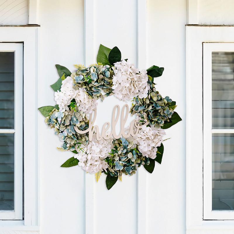 Charming Multicolor Hydrangea Green Leaf Wreath For Seasonal Decor Home