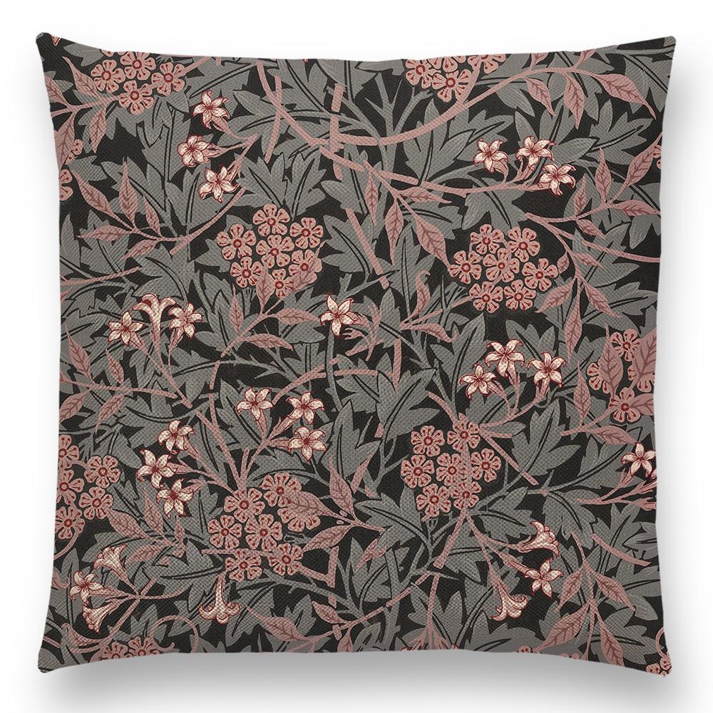 William Morris Thief Roter Kissenbezug, Leinen, Luxus-Überwurfkissen, Heimdekoration für Sofa, Wohnzimmer, Kissenbezug, 40 cm/45 cm/50 cm/60 cm