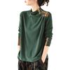 Ethnic Style Solid Color Printed Velvet Long-sleeved Base Button-down for Women In Springtime Comfortable Inner and Outer Wear
