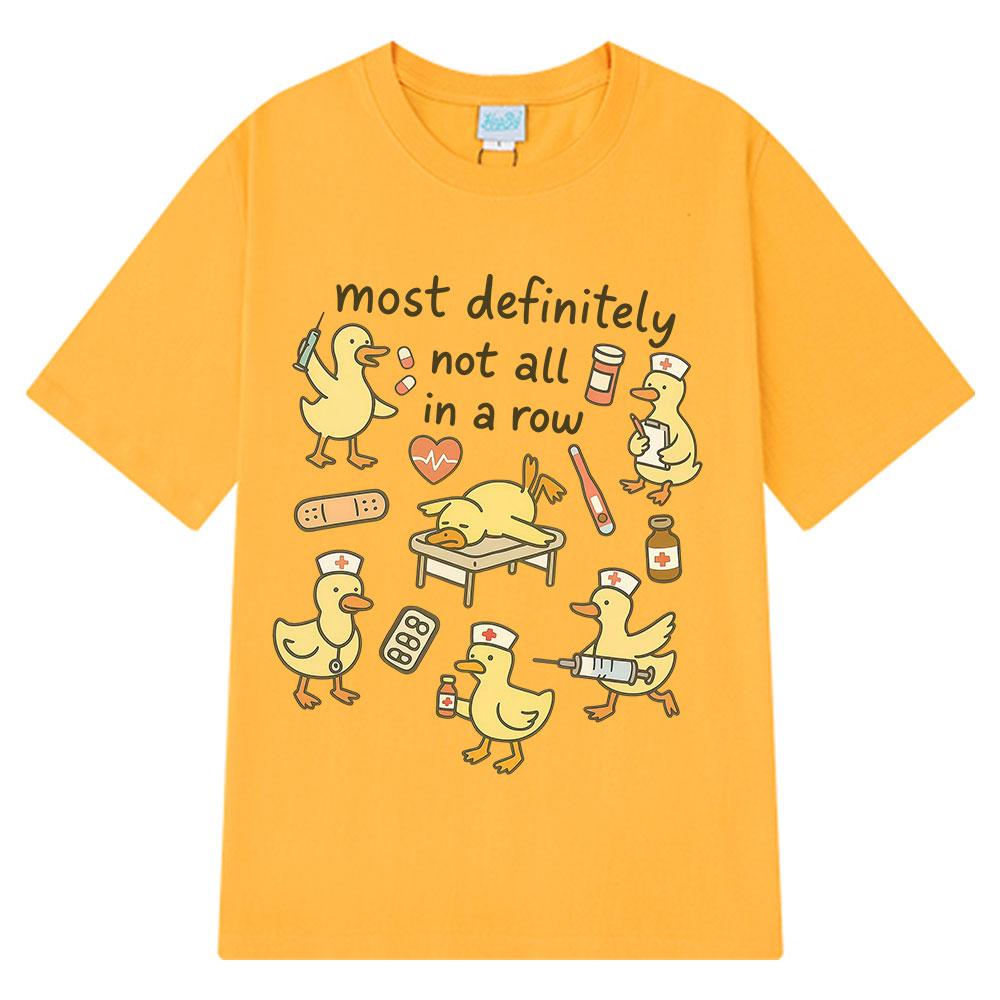 2025 Summer Funny Nurse Ducks in A Row Print TShirt Men Women Shortsleeved Highquality Vintage Cotton Printed Tshirts Y2k