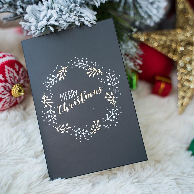 Muguang Black Exquisite Hot Stamping Creative Christmas Thank You Greeting Card with Envelope