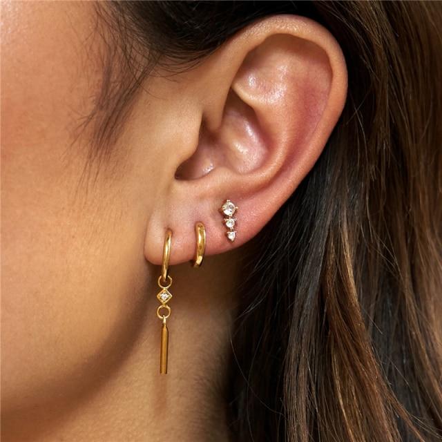 Versilbertes Ohrring-Set 16 Stil 3 Stück/Set Piercing Ohrstecker für Frauen Mädchen Regenbogenfarbe Ohr-Set Pendientes für Frauen Geschenk