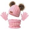 Baby Winter Knitted Hat Gloves Scarf Sets Boys Girls Warm Ear Protection Beanie Hat Gloves Knit Children'S Winter Accessories