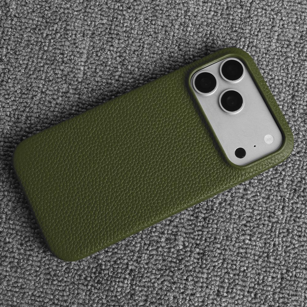 Luxus Echtleder Rindsleder Hülle für iPhone 17 Pro Max 16 15 14 13 12 Natürliches Rindsleder Litschi-Leder Stoßfeste Handyhülle Fundas