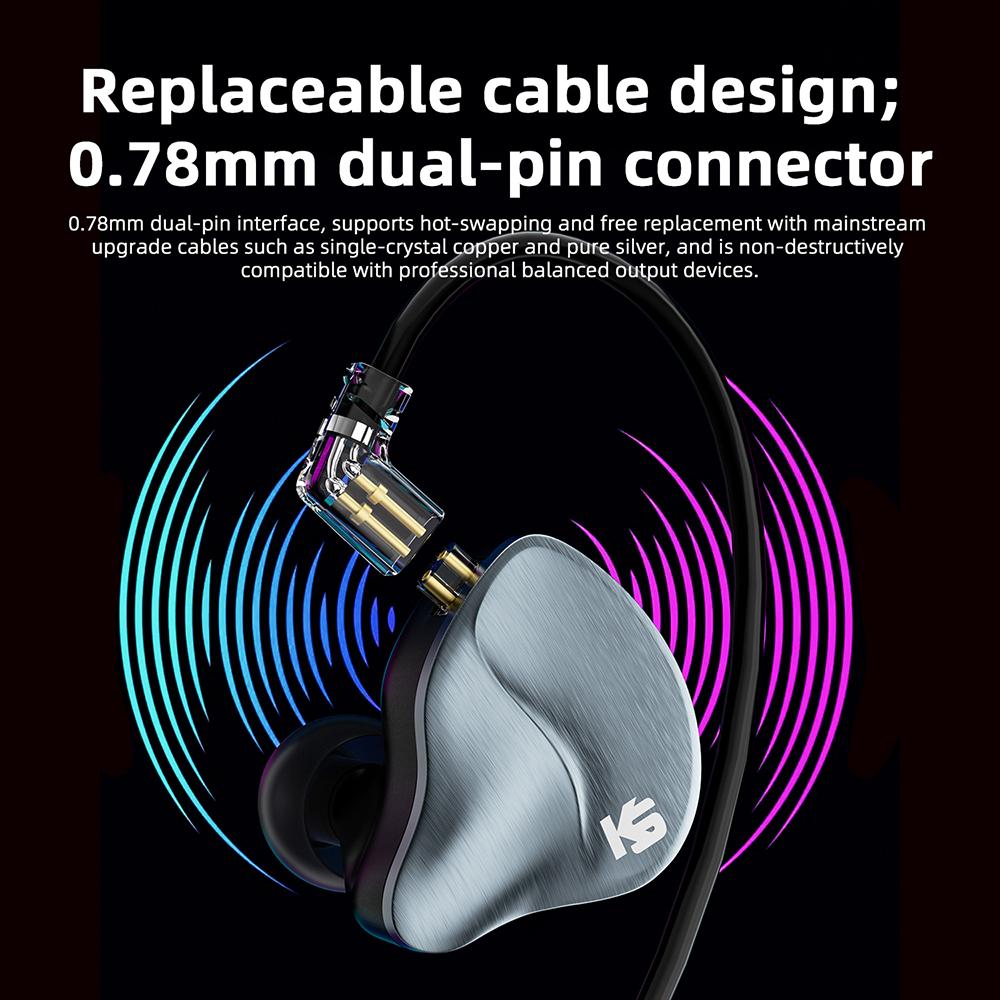 KEYSION In Ear HiFi Headphones 1DD+1 Knowles BA Hybrid Drive IEM Wired Earphones With Detachable 0.78mm 2pin 3.5mm OFC Sliver-Plated Cable