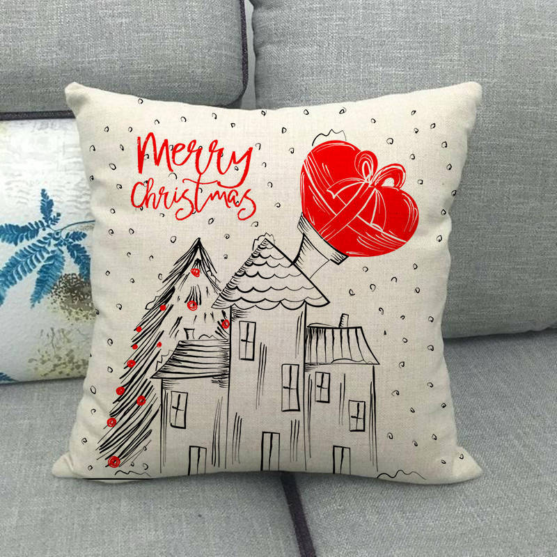 Home Decor Merry Christmas Pattern Throw Pillow Covers Pattern Cushion Cover Suitable for Sofa Bedroom Car Pillow Cover