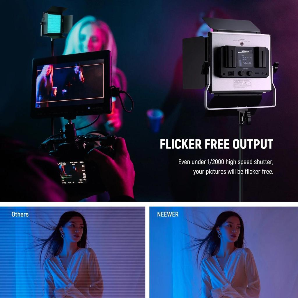 NEEWER RGB660 PRO II - 2-Pack RGB 660 PRO LED Video Light Kit with Stand, App Control, 360° Full Color Video Light, 50W Dimmable, 3200~5600K