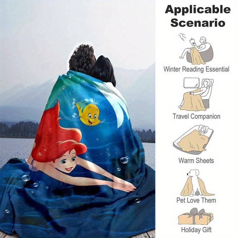 1 Stück, Disney Prinzessin Arielle Meerjungfrauenflosse Decke Heimdekoration, Sofadecke, Outdoor-Decke, Geschenk für Freunde, Flanell-Tagesdecke