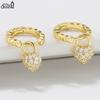 Effie Queen 925 Sterling Silber 14k Gold Herzförmige Zirkonia Hängeohrringe Romantischer Schmuck für Damen, Mädchen Geburtstage SE385