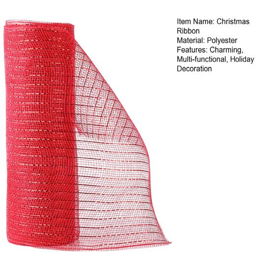 Christmas Mesh Ribbon 10 Inch X 10 Yards Red/Red White