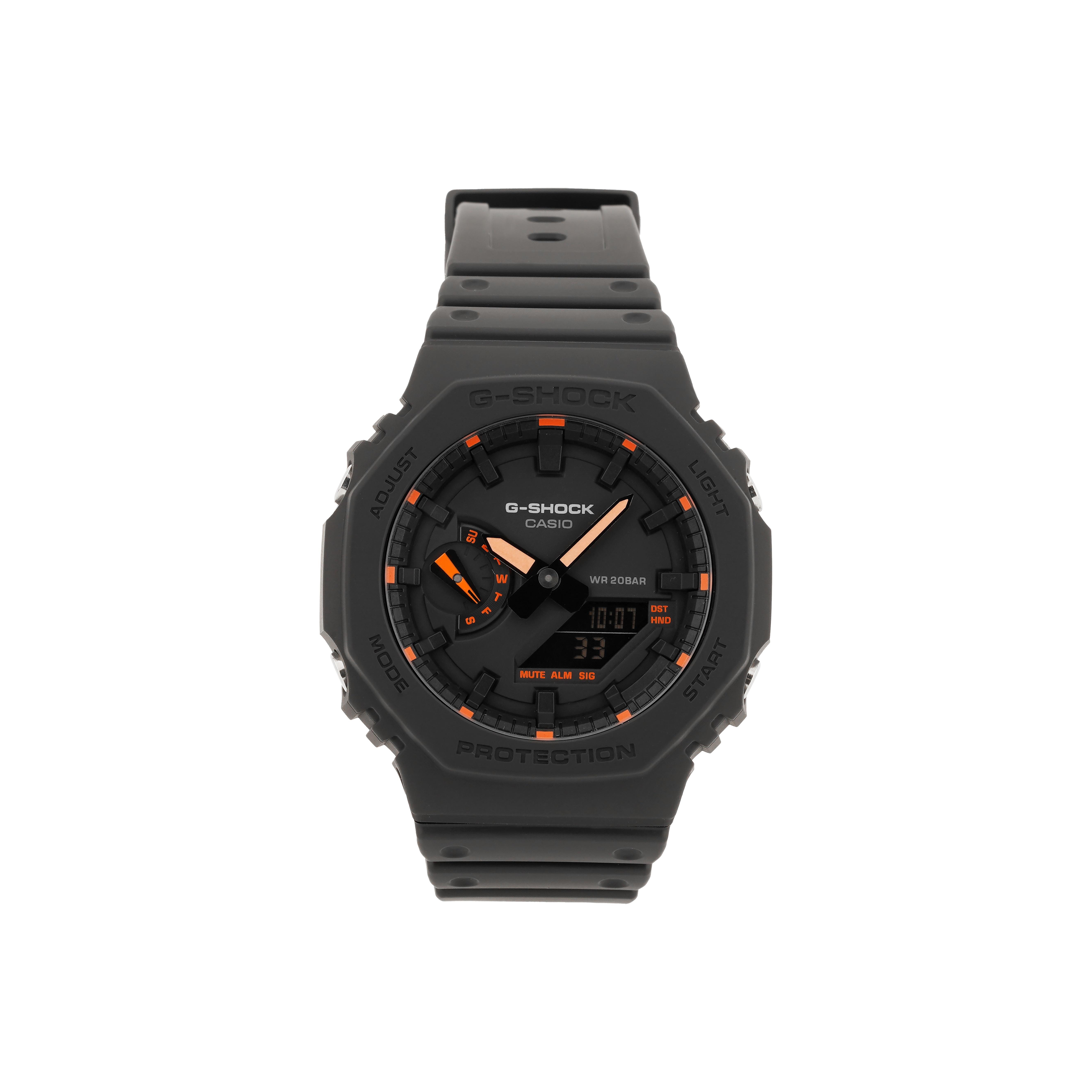 CASIO Men Liquid Crystal/Analog Dual Display Series Black Watch GA-2100-1A4PR GA-2100-1A4PR Orange Regular Watch Box