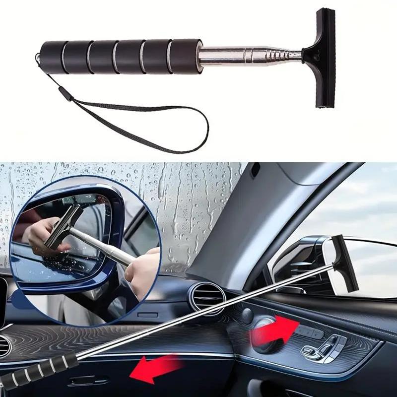 Car Rearview Mirror Wiper Telescopic Handle Car Rearview Mirror Wiper Durable Stainless Auto Glass Cleaning Tools Cleaning Brush