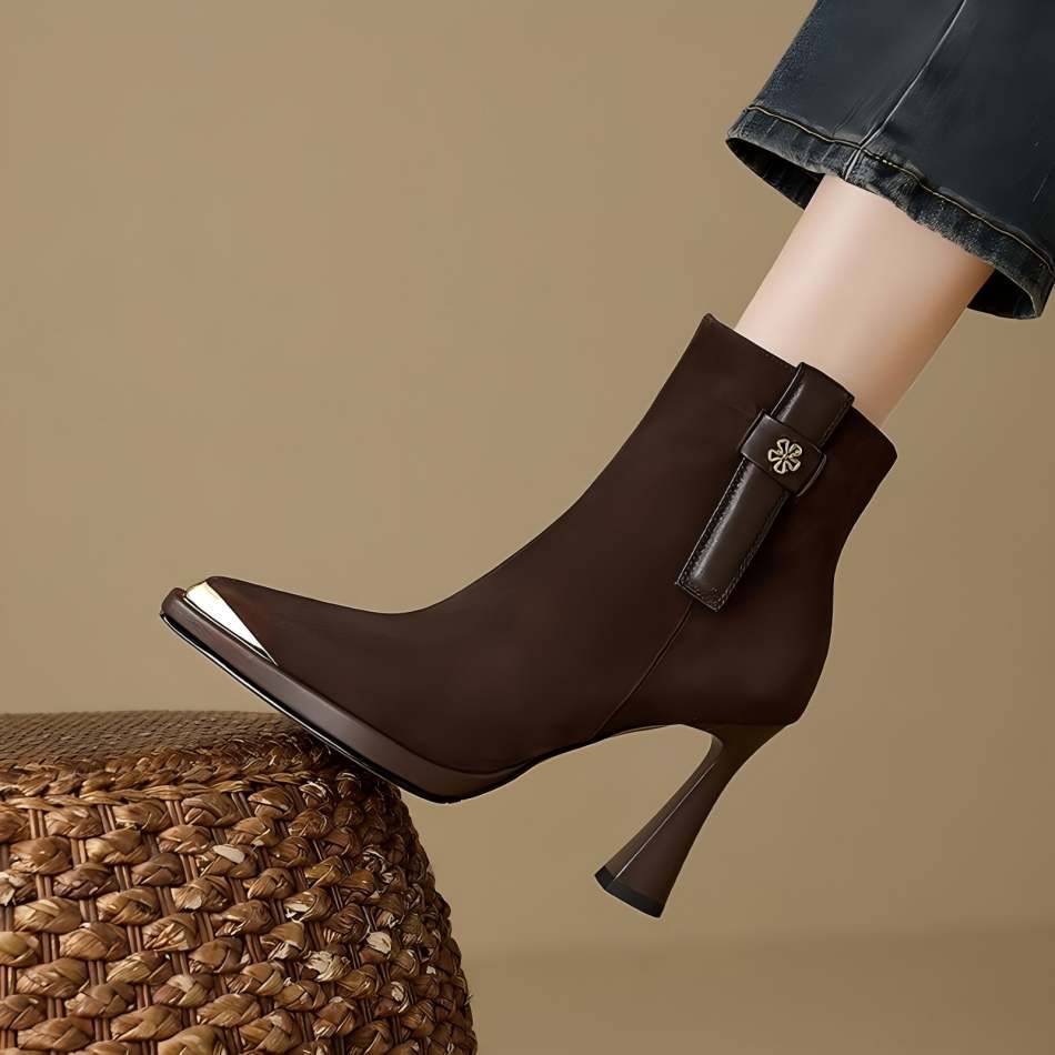 Elegant High Heels Women Ankle Boots Party Pointed Toe Heeled Shoes Designer 2025 Winter New Dress Boots Woman Pumps