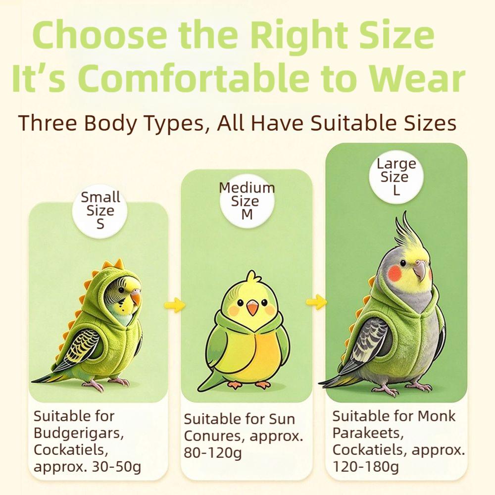 Cute Parrot Warm Costume Cartoon Soft Plush Pet Bird Clothes Cold-Resistant Dinosaur Pattern Winter Pet Apparel Budgie