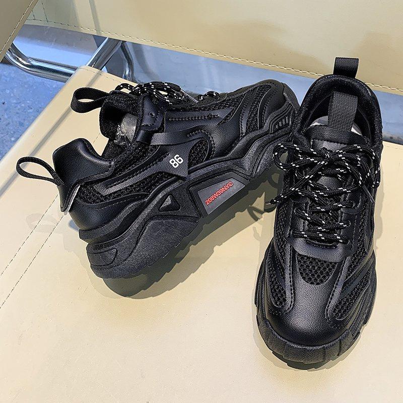 

Желтые кроссовки для женщин, платформа, спортивная обувь для женщин, кроссовки на толстой подошве, белые массивные кроссовки, женская обувь для ходьбы на открытом воздухе 36 чёрный