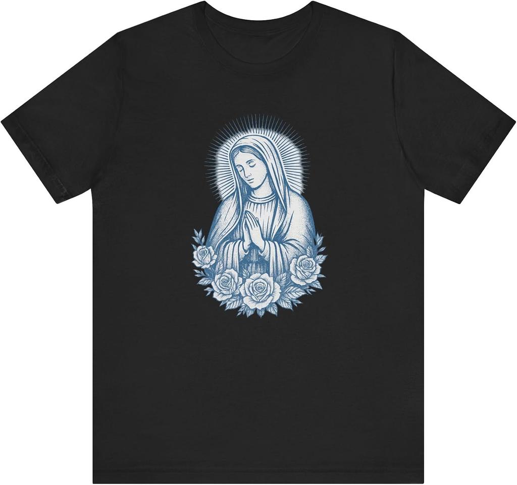 Virgin Mary T-Shirt – Vintage Religious Graphic Tee | Christian Faith Shirt | Retro Spiritual Artwork | Unisex Casual Tee