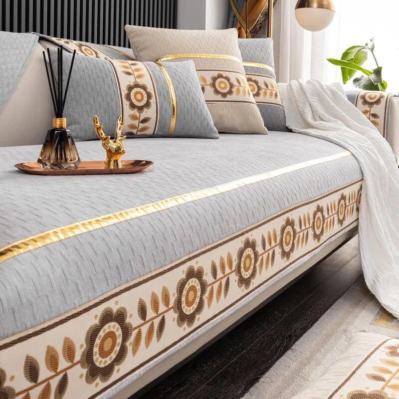Sun Flower Gold Edge Sofa Cover for Living Room Non-slip Sofas Towel Couch Covers L Shaped Corner Sofa Mat Seat Pad Modern Home