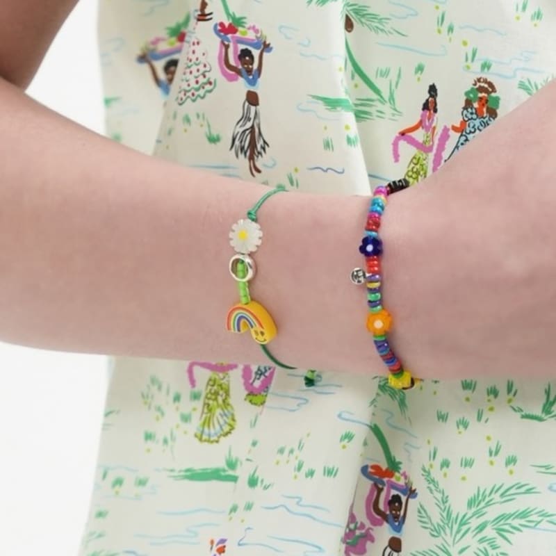 BONBEAU Trio charms initial silver ring knot Bracelet