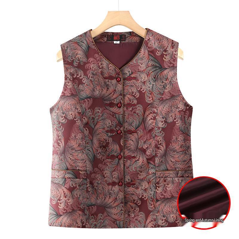 

Women s Fleece-Lined Vest - Autumn/Winter Tang Suit Style for Mid-Aged & Elderly, Warm Shoulder Cape for Stylish Mothers & Grandmas. 6XL (160-180 jin)