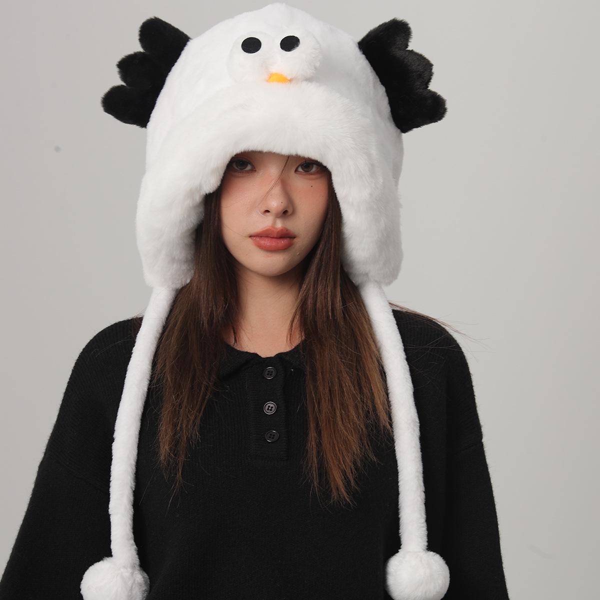 

Новая зимняя мультяшная шапка-ушанка с птичкой - плюшевая, толстая и модная в стиле Лей Фэн One Size белый