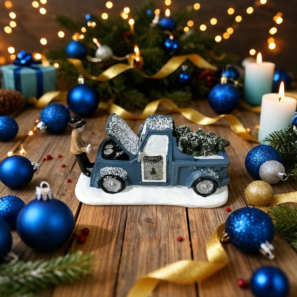 Old Truck Decor Resin Vintage Rustic Ornaments Christmas Farmhouse Decor For Holiday Party Offices Home Room Desk Desktop Farm