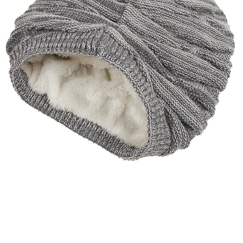 Winter Slouchy Beanie Hat With Fleece Lined, Knit Warm Soft Stretch Chunky Skull Cap For Men And Ladies Women Ponytail