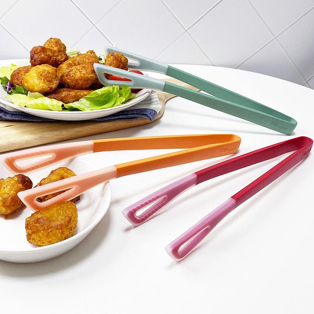 am Silicone Two-Tone Head-Up Kitchen Tongs 3 Color Mint/Orange/Red No Scratch No PFOA