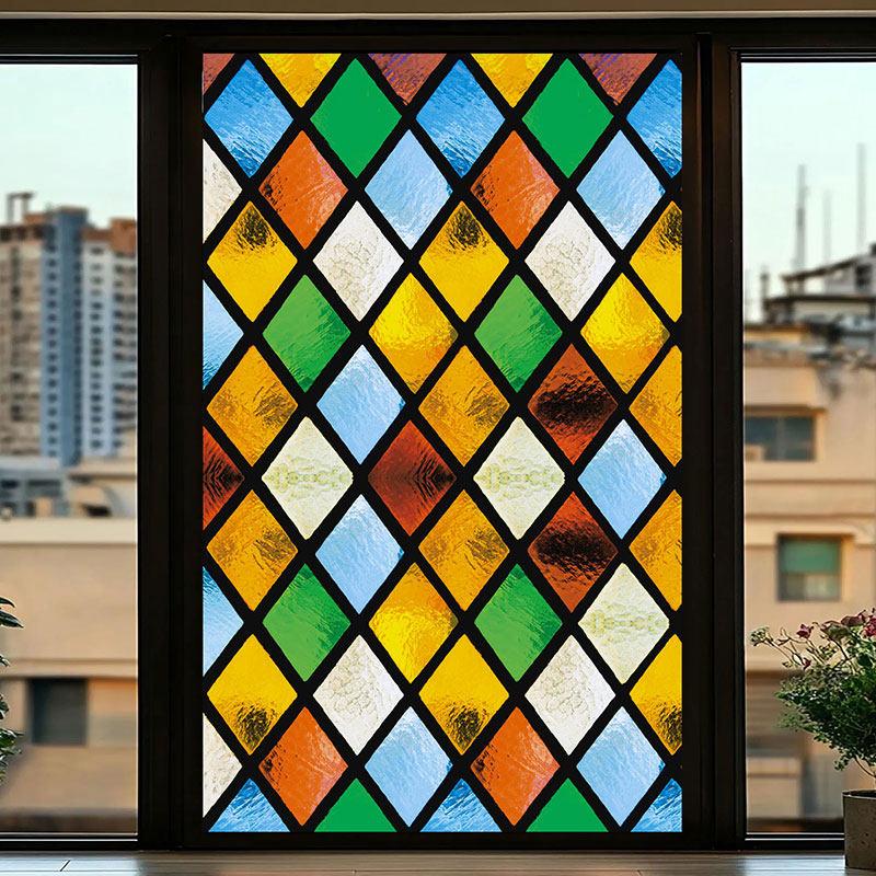 European Style Retro Glass Film,electrostatic Frosting, Adhesive Free Art Painting Privacy Protection Window Film Stained Glass