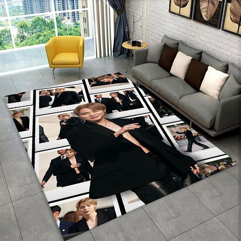 Kpop B-BTS JIMIN Star Carpet Rug for Playroom Bedroom Living Room Sofa Home Decor,kid Area Rug Non-slip Floor Mat Gift
