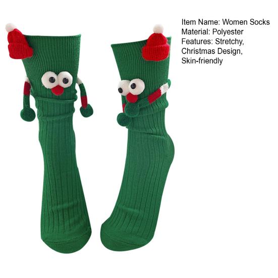 Christmas Cartoon Socks Men Women Stretchy Funny Socks Magnetic Suction 3D Doll Couple Socks for Winter Gift Christmas Parties