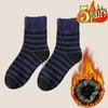 5Pairs Winter Men's Merino Wool Socks Super Thick Warm High Quality Harajuku Retro Snow Casual Antifreeze Cashmere Socks Men