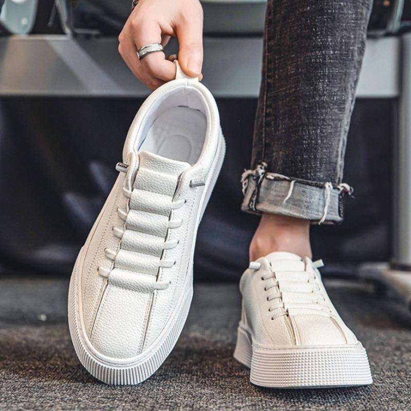 Fashion Men's Shoes High Quality Leather Surface Off White Shoes 2025 New Soft Sole Shoes Men Casual Sports Board Shoe Sapato Masculino