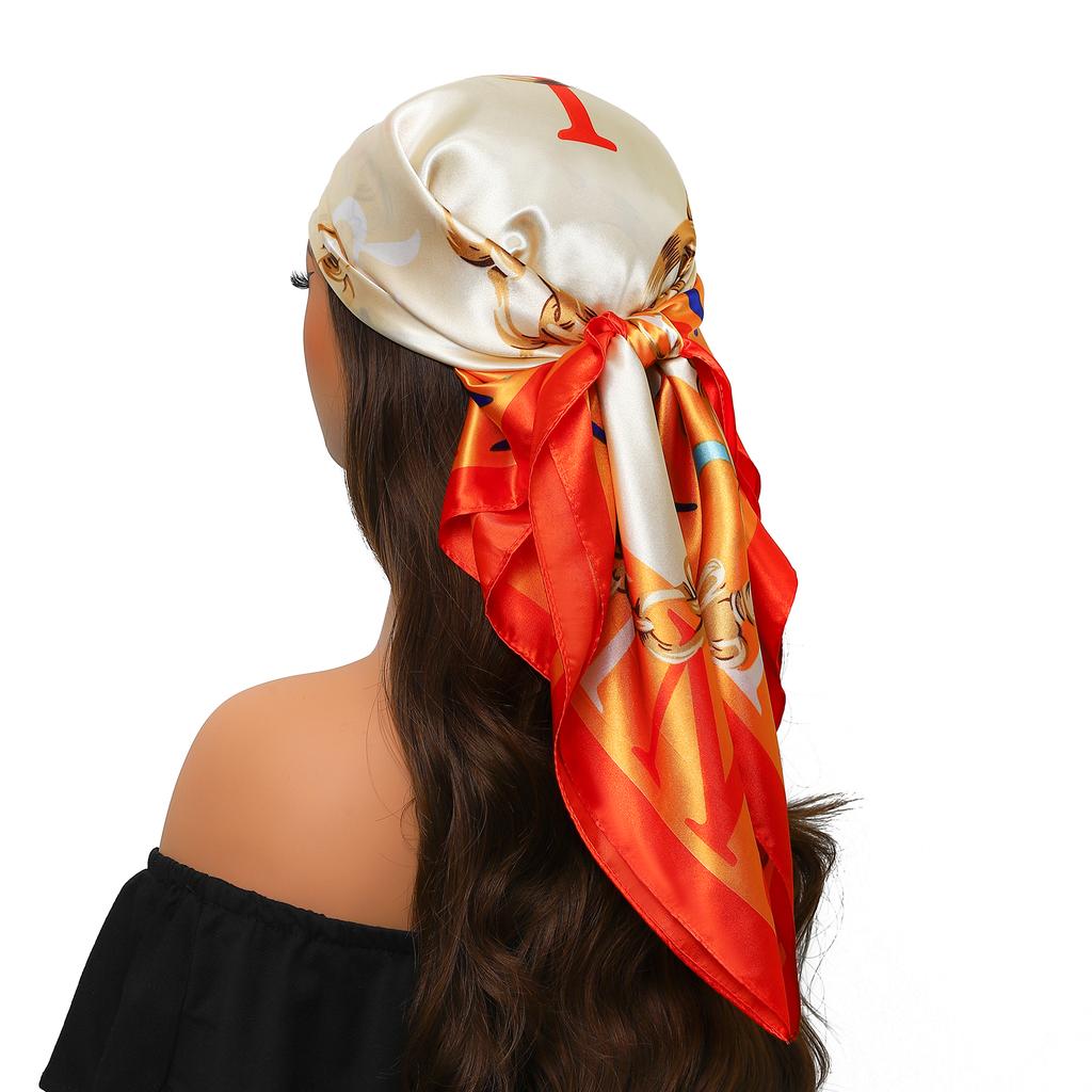 Silk Scarves Women Luxury Brand Summer Fashion Designer Head/Hair Scarf 90*90cm Hijab Bandana Cheveux Foulard Femme 90X90CM