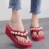 Summer Pearl Flip-flops for Women Thick Bottom Non-slip Sandals Female Clip-on Slippers Lightweight Solid Colour Beach Shoes