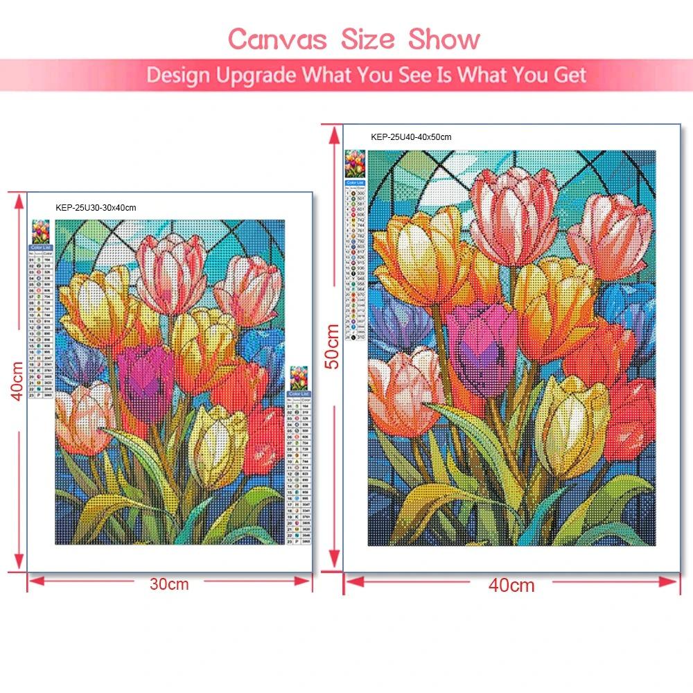 Pittura Diamante 5D Fai da Te Fiore di Tulipano Diamante Rotondo Completo Mosaico Ricamo Kit Punto Croce Decorazione Casa Arte Hobby Regali