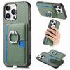 For iPhone 16 Pro Case Ring Kickstand Leather Back Cover with Magnetic Detachable Card Holder