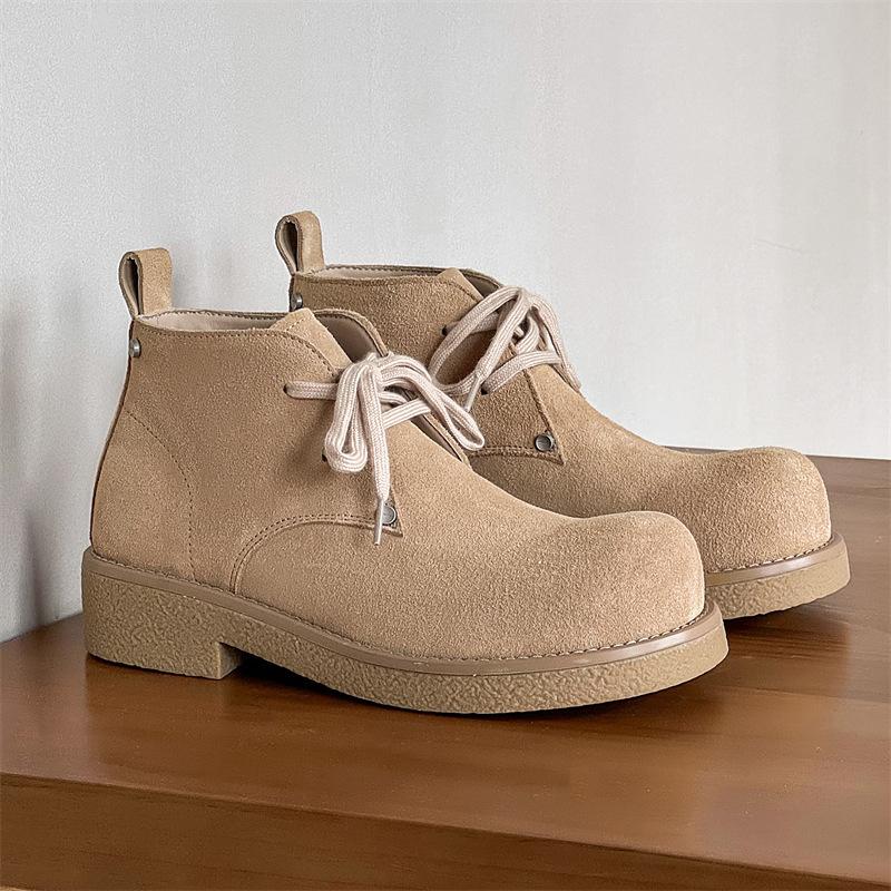Mickey Round Head Martin Boots New Platform Heightening Big Head Derby Shoes Casual Shoes Short Boots