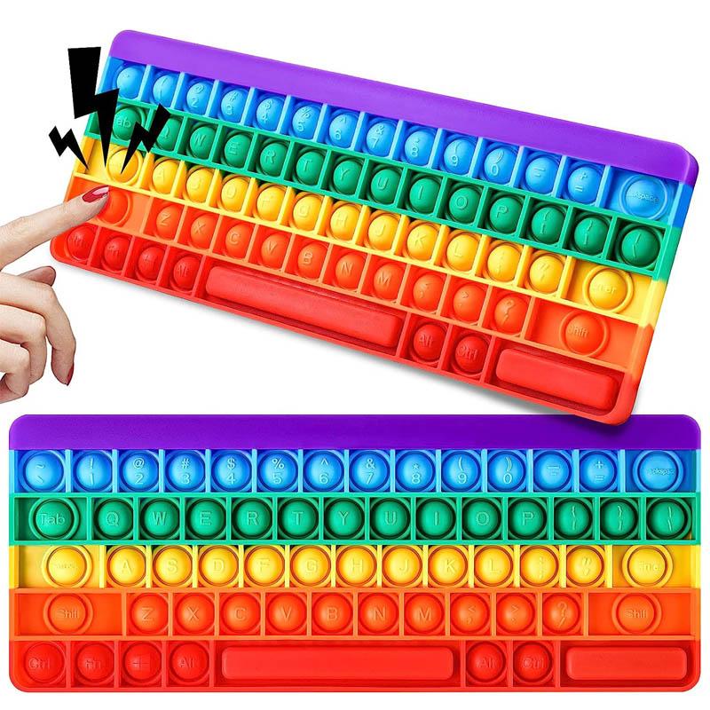 Quick Rainbow Push Bubble Keyboard Fidget Sensory Toys For Kids Anxiety Stress Funny Gifts Juguete Antiestres Niños