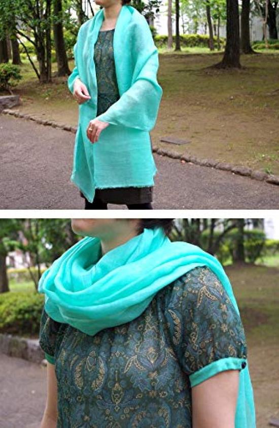 all over the Linen Gauze Yellow [.a world] 100% Stole, Large, Women's,