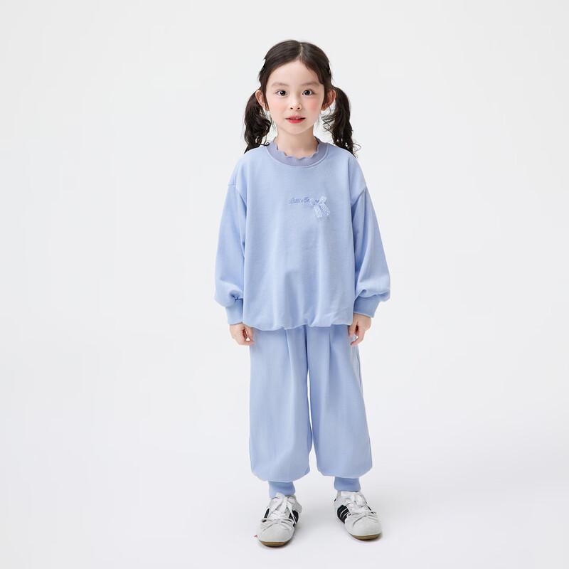 Girls' Casual Lace Bow Two-Piece Set