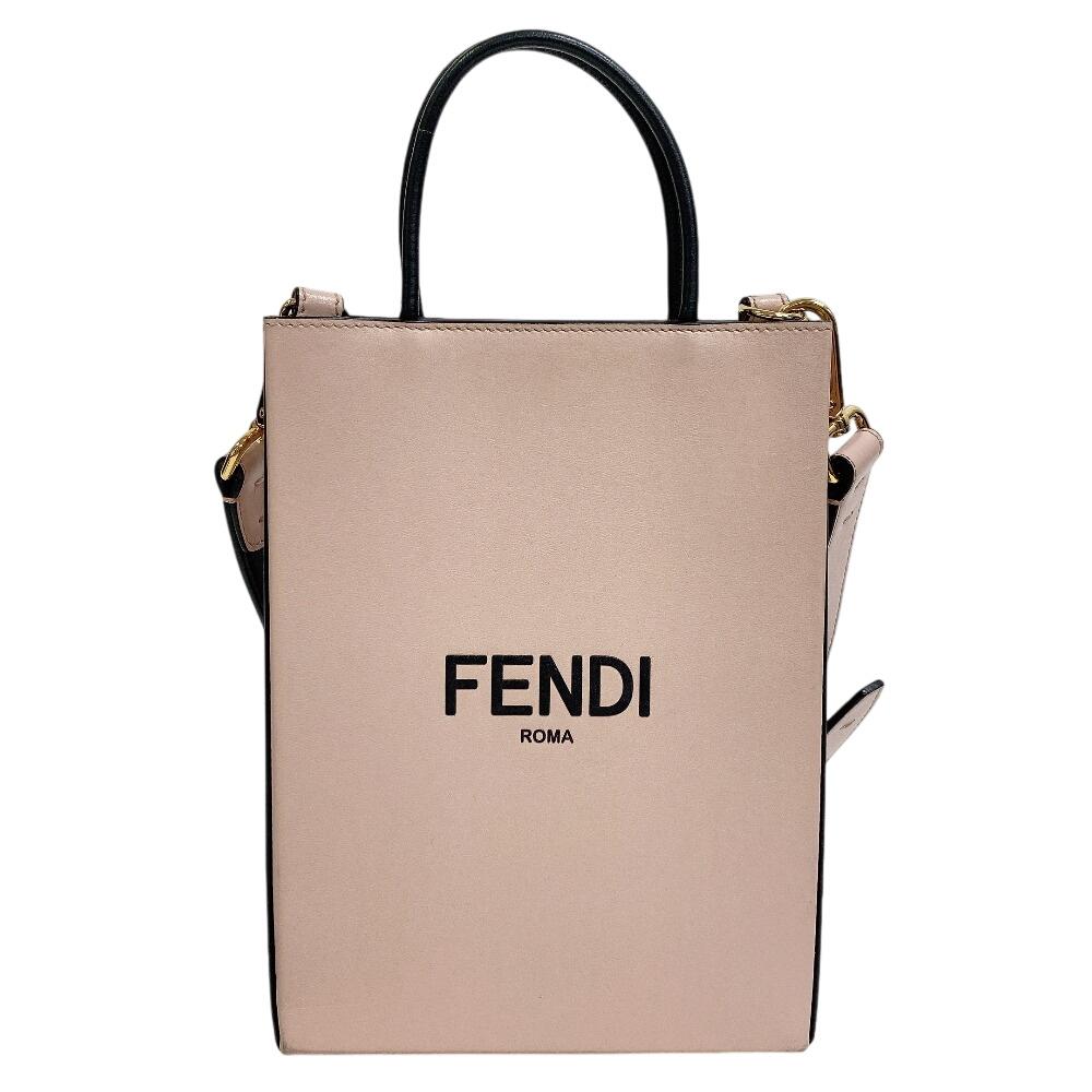 FENDI 8BH382 2WAY handbag leather shopping bag small Shoulder Bag pink leather Women Used