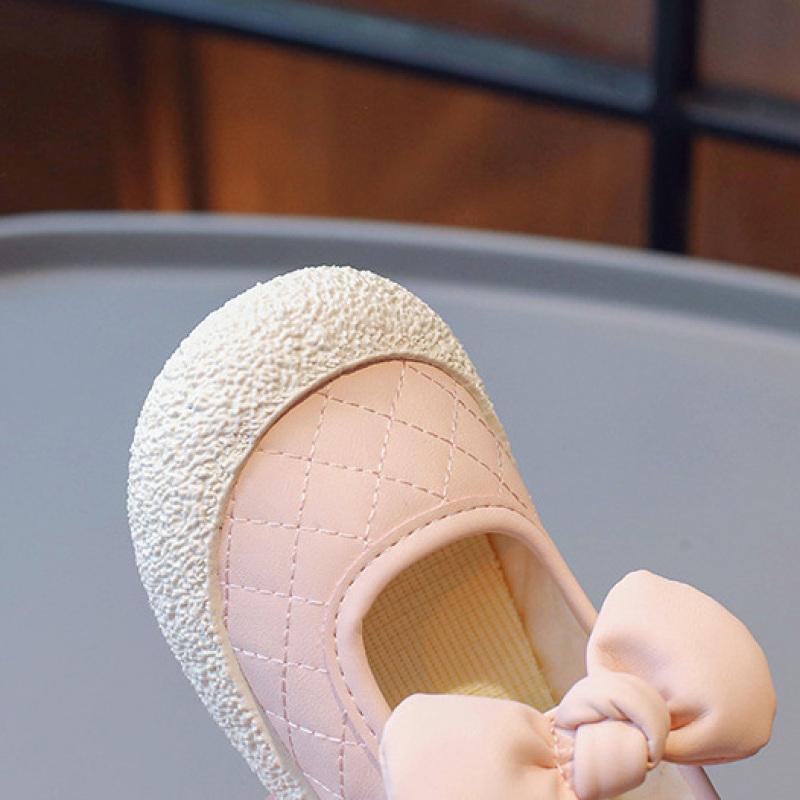 Sert Kızlar Velcro Prenses Ayakkabı Bebek Kız Fiyonk Ayakkabı Çocuk Kampüs Tarzı Deri Ayakkabı