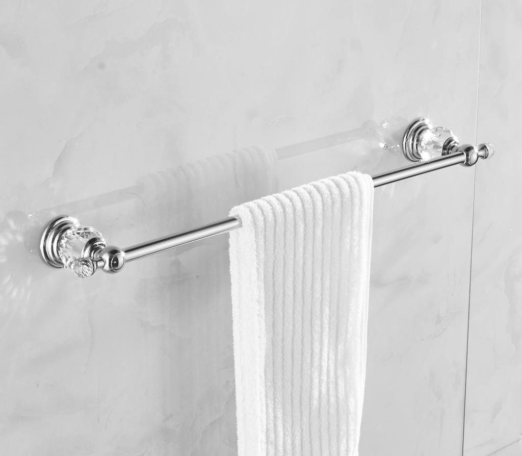 European Style Gold-Plated Crystal Towel Rack - Wall-Mounted, Stainless Steel