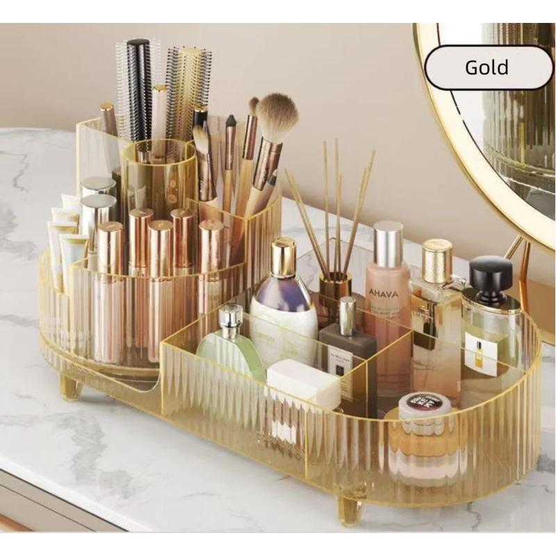 Transparent Makeup Organizer 360° Rotating Cosmetic Tools Storage Large Capacity Makeup Brushes Display Case Holder Desktop