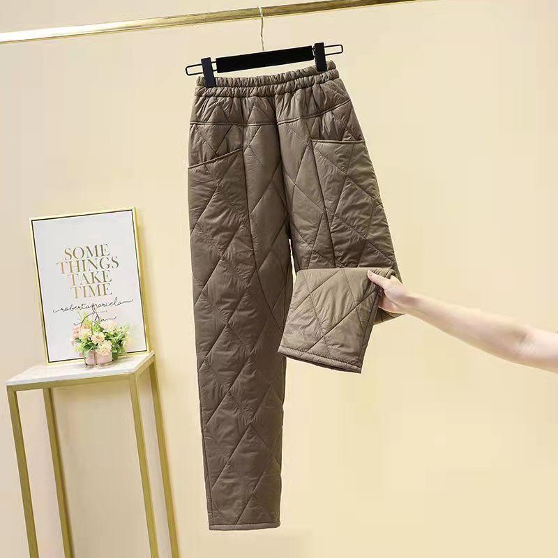 Women's Ultra-thin Down Pants Women's High-grade Loose Outside Winter Thickened High-waisted Straight Cotton Pants